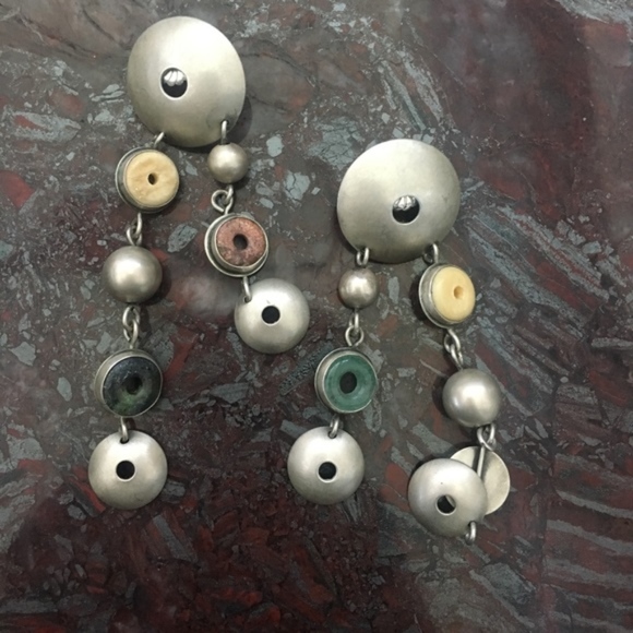Modern Button Dangled Earrings - Picture 1 of 2